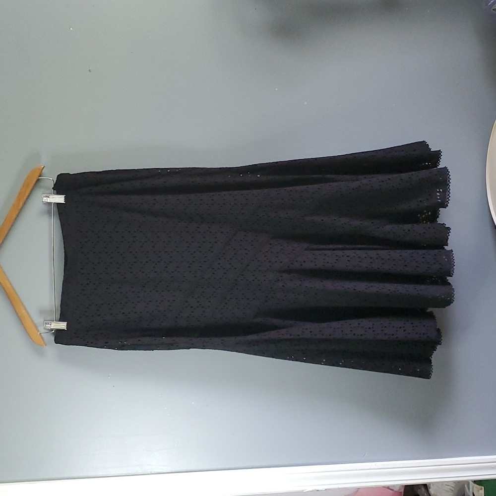 Coldwater Creek, black, eyelet, lace, lined, skirt, size small, side zips